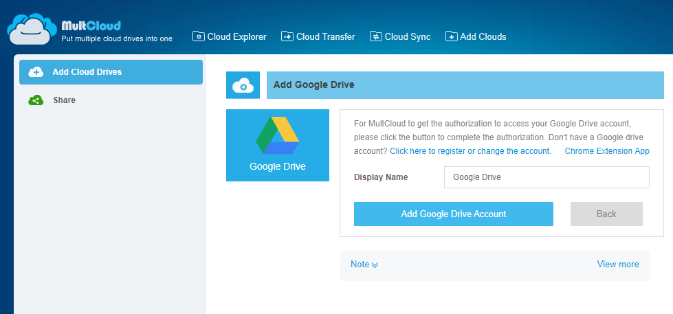 Adding Google Drive