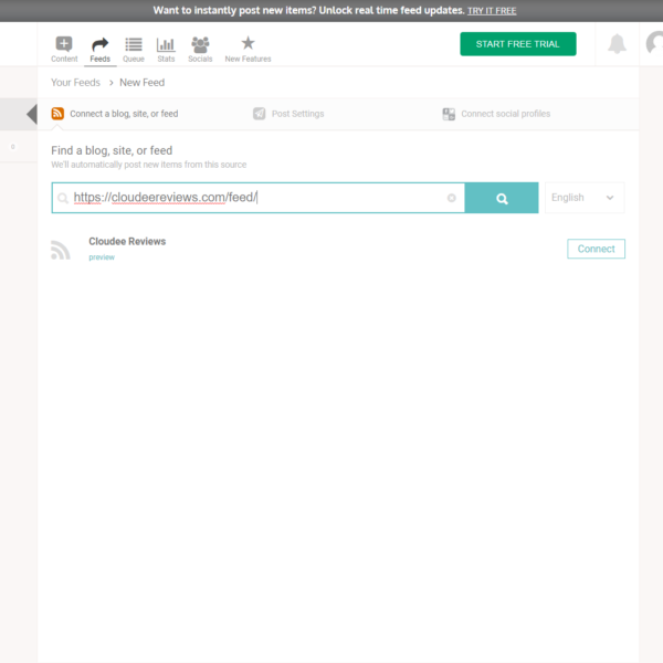 Start by entering your website RSS feed.